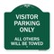 Signmission Visitor Parking All Others Will Towed, Green & White Aluminum Sign, 18" x 18", GW-1818-22730 A-DES-GW-1818-22730 - alternate 1